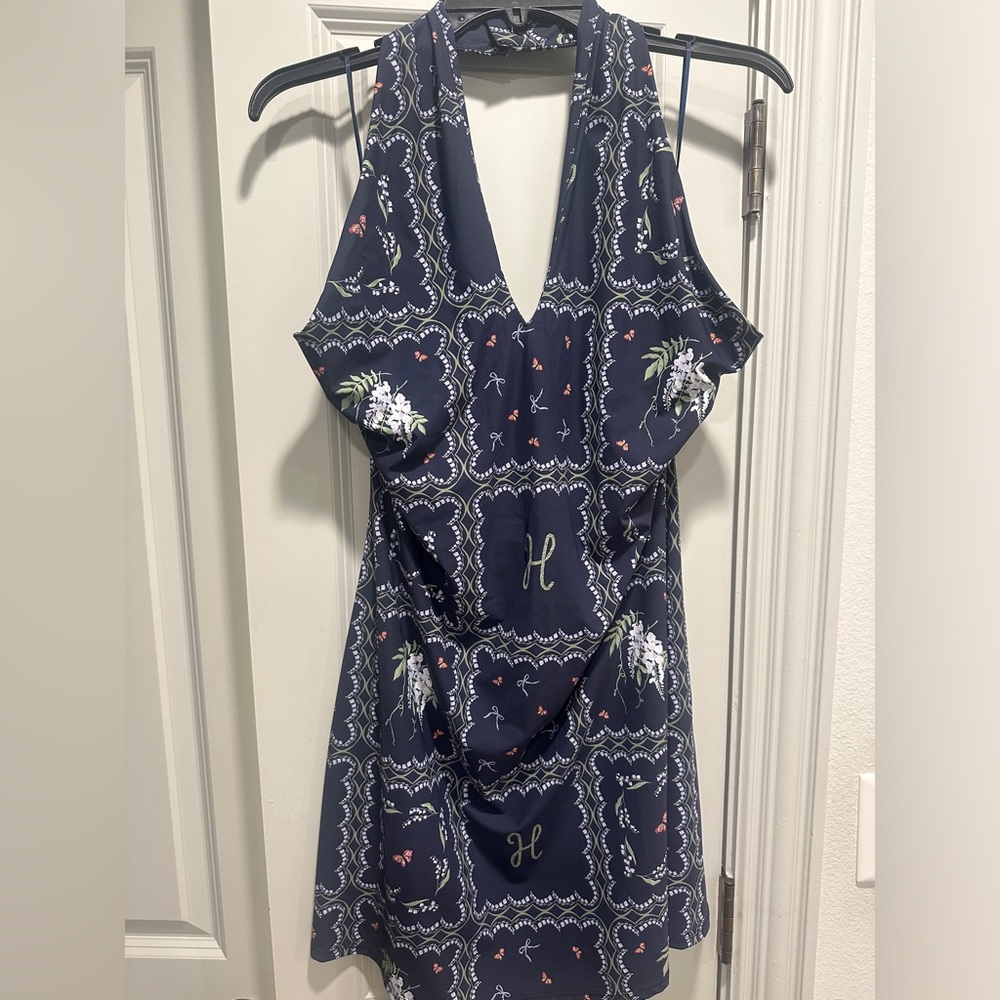 Hill House Blue and White Tie Front Ruffled Sundress